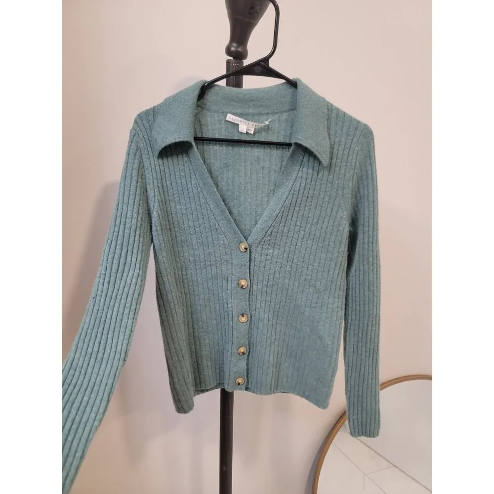 Veronica Beard Cashmere Cardigan Sweater Size M Green - Picture 1 of 5